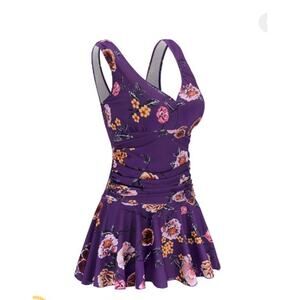 New NWT Aontus Purple Floral Swim Dress Size XXL